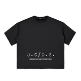 The “asylum” Boxy Half-Sleeve Raw-Edge T-Shirt