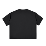 The “asylum” Boxy Half-Sleeve Raw-Edge T-Shirt
